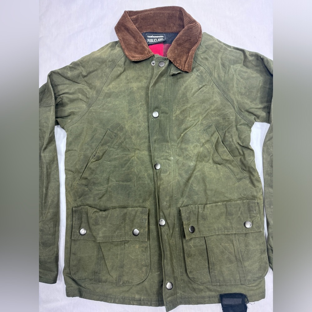 The Hundreds x Public Label Field Jacket Waxed Cotton Plaid Lined Corduroy Zip S - Picture 16 of 16